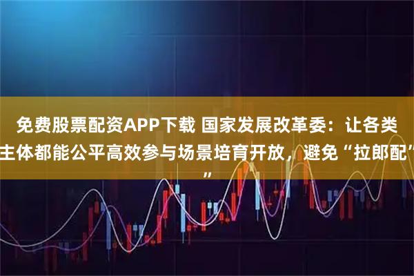 免费股票配资APP下载 国家发展改革委：让各类主体都能公平高效参与场景培育开放，避免“拉郎配”